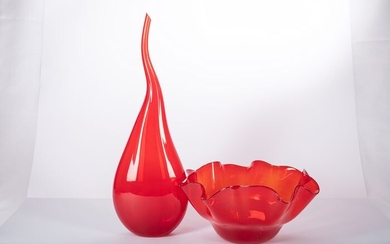 Valter Rossi - Vase and bowl centerpiece (2) - Glass