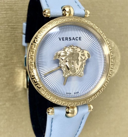 Versace - Palazzo Empire IP Gold Blue 34 mm dial leather Swiss Made - "NO RESERVE PRICE" VECQ00918 - Women - 2011-present