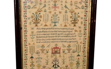 Victorian Silkwork Sampler Dated 1865