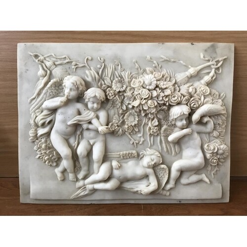 Victorian Style Carved Stone Like Wall Angels Depiction (40 ...