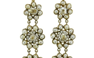 Victorian pearls 14K gold earrings