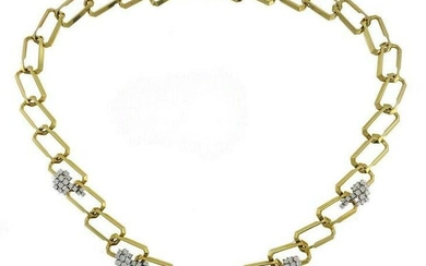 Vintage Diamond 18k Yellow Gold NECKLACE Chain Link