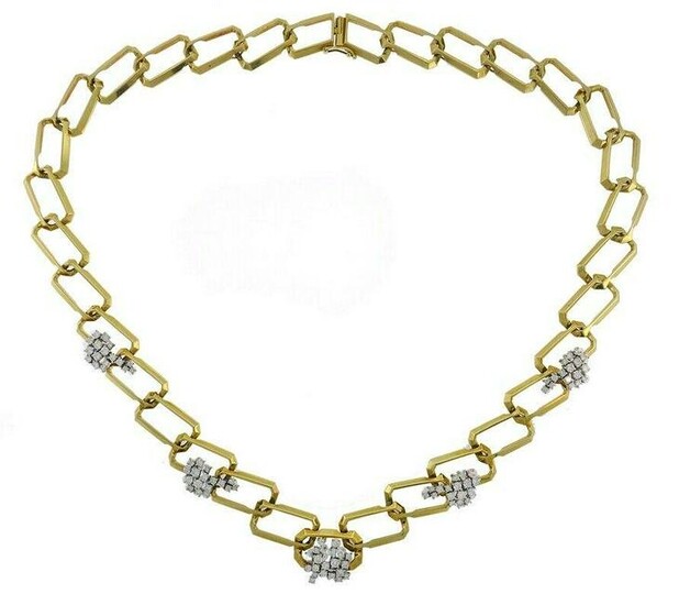 Vintage Diamond 18k Yellow Gold NECKLACE Chain Link