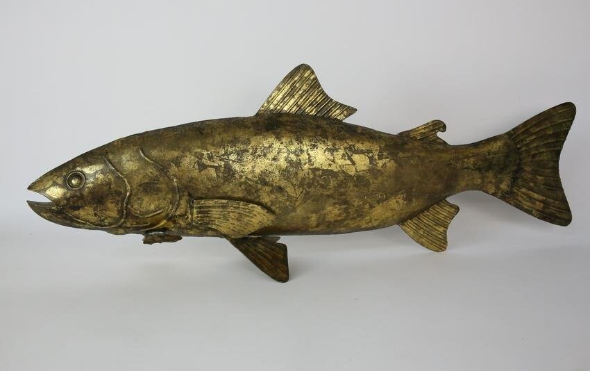 Vintage Gilt Painted Full Body Cod Fish Advertising Sign