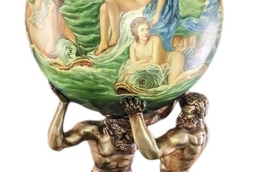 Vintage Hand Painted Resin Atlas & Heracles Holding The Heavens