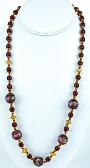 Vintage Italian Murano Art Glass Beaded Necklace