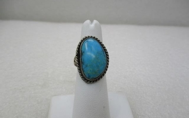 Vintage Southwestern Turquoise Ring, Sz 8, Kingman