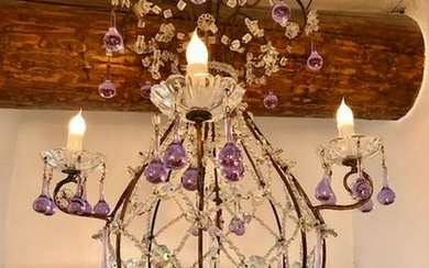 Vintage circa 1920 Italian purple balloon chandelier