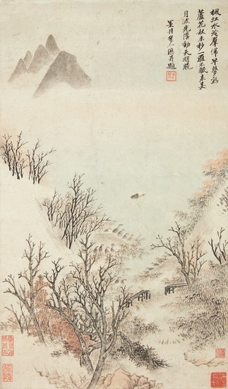 WILD GEESE OVER A WINTER STREAM, Wu Li 1632-1718