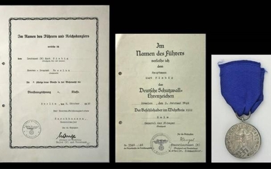 WW2 German Heer Award Certificates, Medal (3pc)