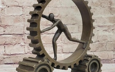 Whisper of Mechanism Cog in the Machine Abstract Original Bronze Sculpture - 11" x 11"