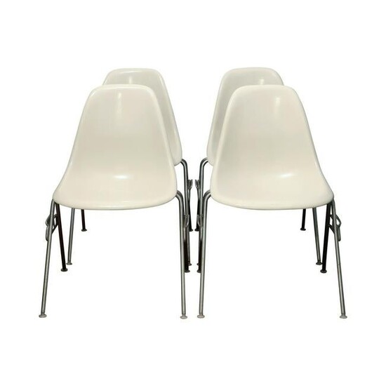 White Eames Stacking Chairs for Herman Miller - Set of