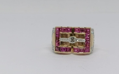 White and Yellow gold and ruby ring