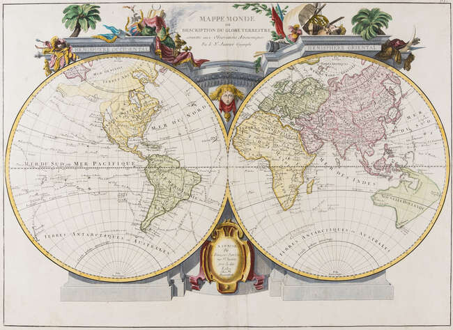 World.- Santini (Francois) and Jean Janvier. Mappe Monde ou Description du Globe Terrestre, [c. 1775].