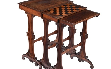 Y A nest of three William IV rosewood occasional tables