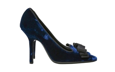 Yves Saint Laurent Royal Blue Bow Heeled Pump - Size 37