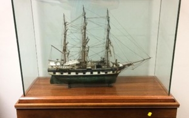 Cased, Carved, and Painted Ship Model James Arnold on Stand