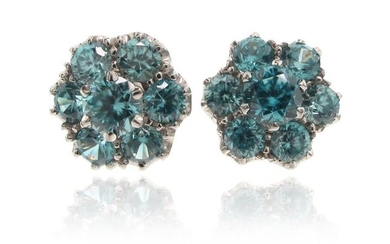 A pair of zircon cluster ear studs, set...