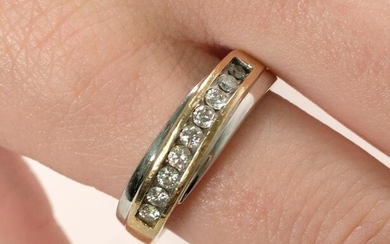 10k Bi Color Gold Diamond Ring Band Size 10
