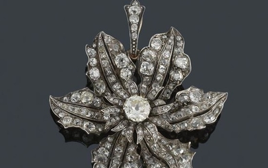 Floral pendant of old cut diamonds