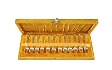 12 Sterling Silver Demitasse Spoon Set by Whiting