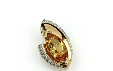 14 kt gold pendant with citrine and diamonds