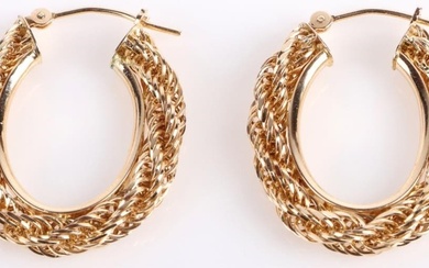 14K YELLOW GOLD TWISTED CHAIN EARRINGS
