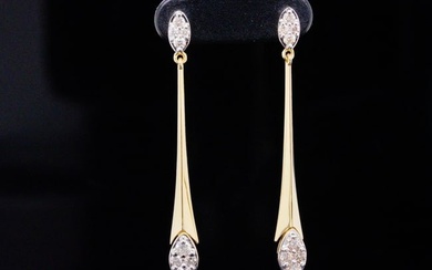 14K Yellow Gold and 0.50ctw SI1-SI2/G-H Diamond Earrings