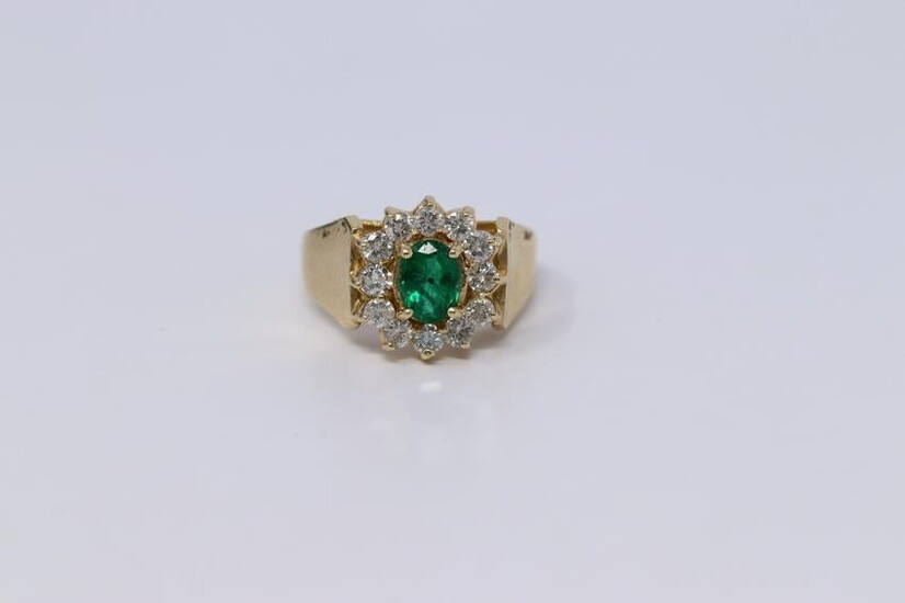 14Kt Diamond / Emerald Ring
