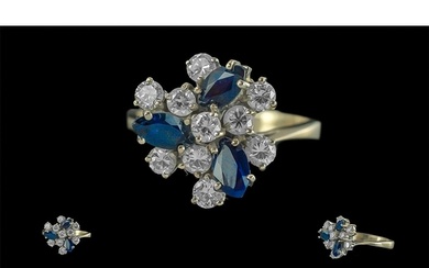 14ct Gold Pleasing Quality Sapphire And Diamond Set Cluster ...