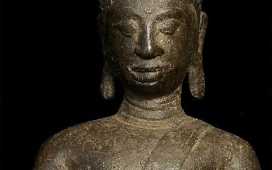 15-17thC Thai Bronze Buddha w/ Cambodia Influence