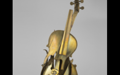 Arman ( Nizza 1928 - New York 2005 ) , "Le tombeau de Paganini" 1979 gilded and patinated bronze h cm 55 Signed and numbered es.79 / 150 D. Durand-Ruel,...