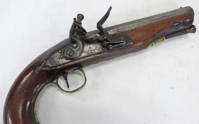 16-BORE FLINTLOCK TRAVELLING PISTOL BY WOOLLEY & CO WITH A 1...