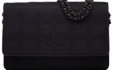 16050: Chanel Black Grosgrain Wallet on Chain with Blac