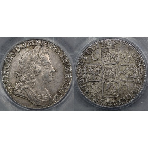 1723 Shilling, C over SS, CGS70, George I. SSC in reverse an...