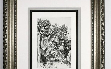 1880 Martin Schongauer The Flight to Egypt engraving signed