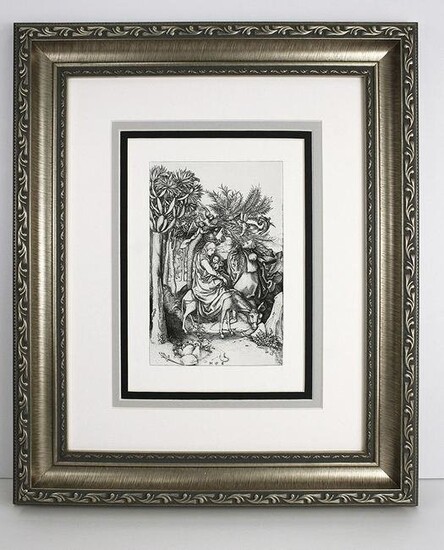 1880 Martin Schongauer The Flight to Egypt engraving signed