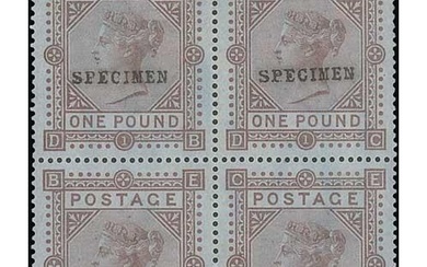 1882 £1 Brown-lilac, watermark Large Anchor, DB-EC bloc...