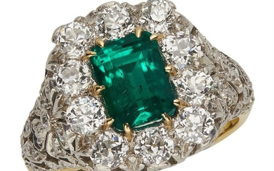 18CT GOLD, EMERALD AND DIAMOND RING Accompanied by an AGL report numbered CS 1072715, dated 18 January 2016, stating that the 1.93 c...