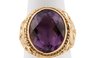 18K YELLOW GOLD & "ROSE OF FRANCE" AMETHYST RING