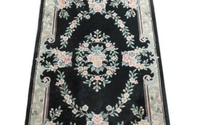 Hand-Knotted Carved Chinese Savonnerie Style Wool Area Rug