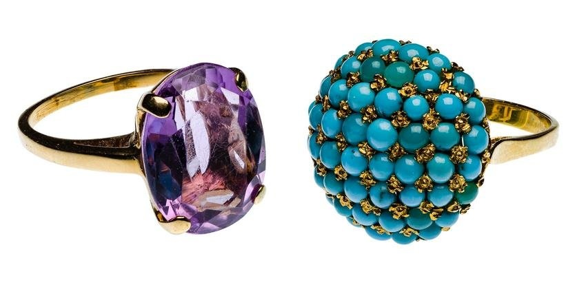 18k and 14k Yellow Gold and Gemstone Rings