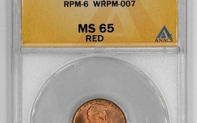 1942 D/D LINCOLN WHEAT CENT PENNY 1C ANACS MS 65 RED RPM 6 WRPM 007 UNC (745)