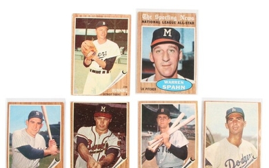 1962 Topps Baseball Cards with Koufax, Spahn, Berra, Mathews, and Others