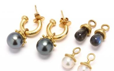 19KT Gold Hoop Earrings by Elizabeth Locke and Ear Pendants