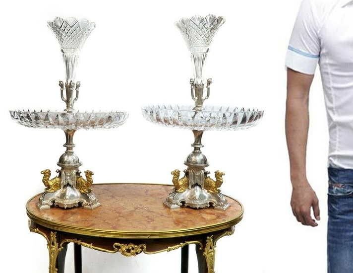 19th C. Fine Pair of English Victorian Centerpieces