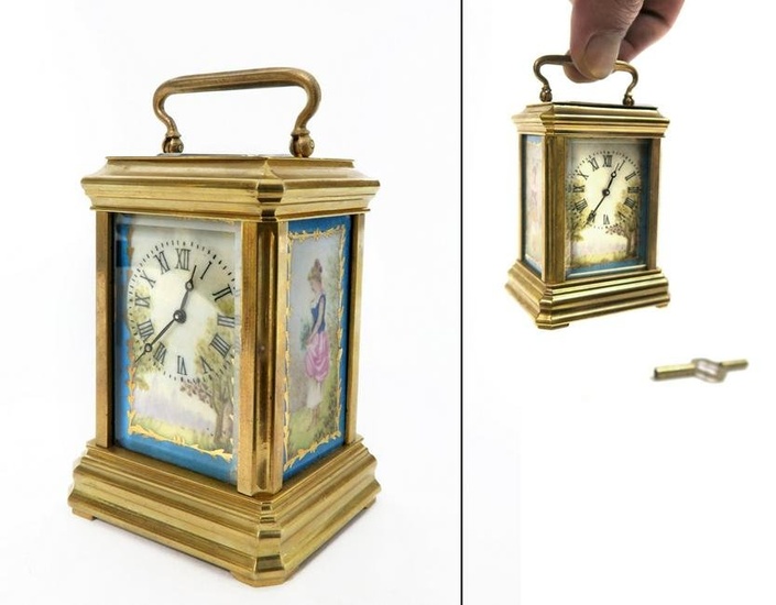 19th C. French Miniature Sevres Carriage Clock