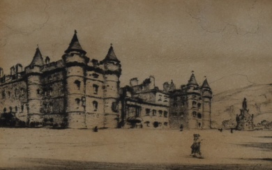 19th/20th Century, etching, Holyrood Palace, Edinburgh, signed indistinctly to the lower right