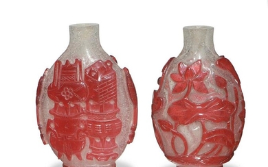 2 Chinese Peking Glass Snuff Bottles, 19th Century