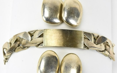 2 Pairs Vintage Sterling Earrings & Bracelet